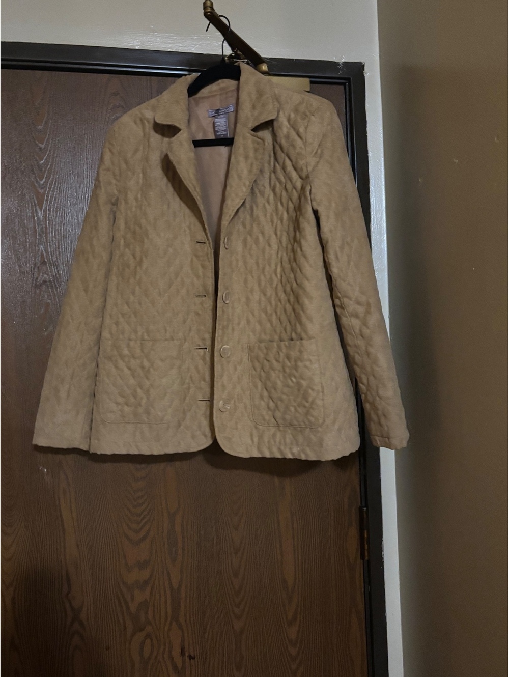 Vintage Tan Quilted Button-Up Jacket- Size Large